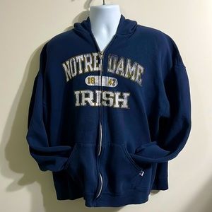 Vintage Notre Dame 1842 Irish, Blue, zipper hoodie